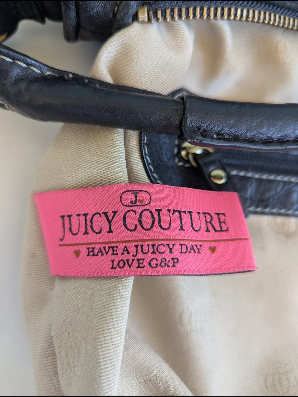 vintage Juicy Couture black leather hobo shoulder bag